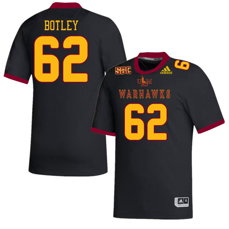 #62 Adameon Botley Louisiana-Monroe Warhawks College Football Jerseys Stitched-Black